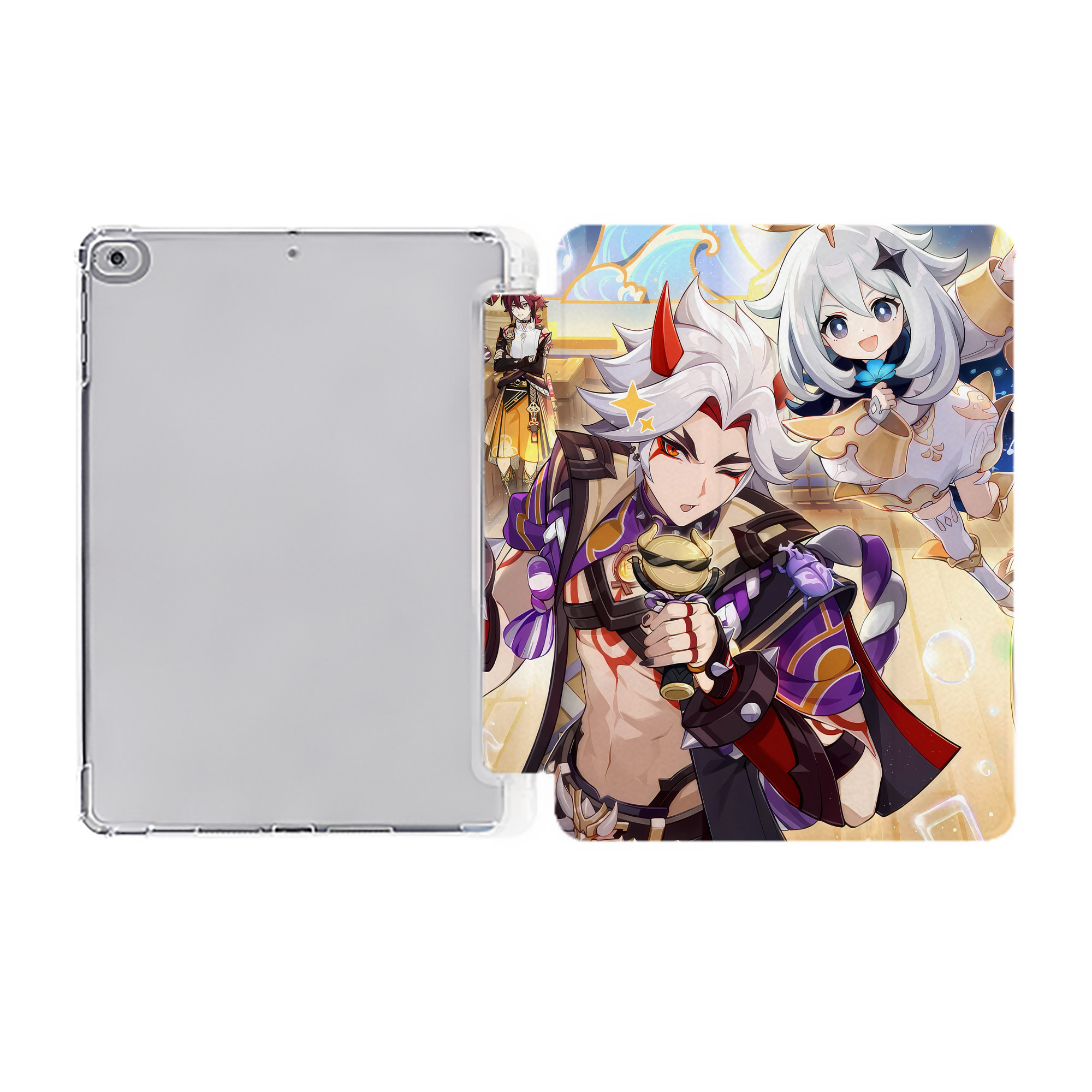 げんし神 genshin IPad ケース ペン収納付き 三つ折りスタンド PUレザー×シリコン 対応機種9.5/10.5/10.9インチ
